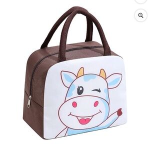 Cartoon Cow Animal Print Bento Insulated Lunch Bag
